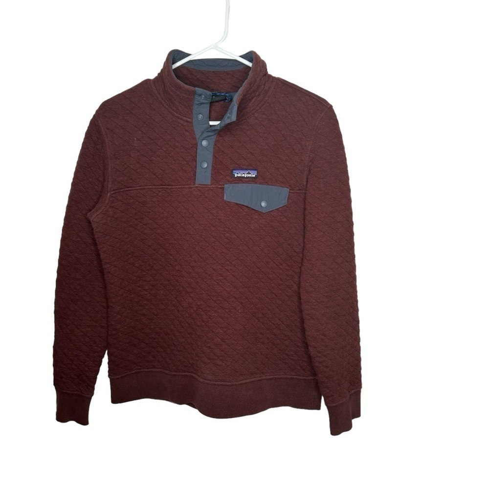 Patagonia Organic Cotton Quilt Snap-T® Pullover Small Maroon Red READ - Picture 2 of 10